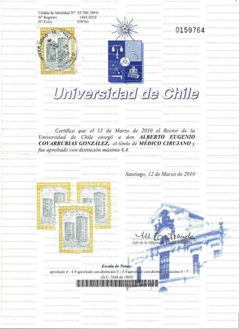 Certificado de Título de Médico Cirujano 2010
