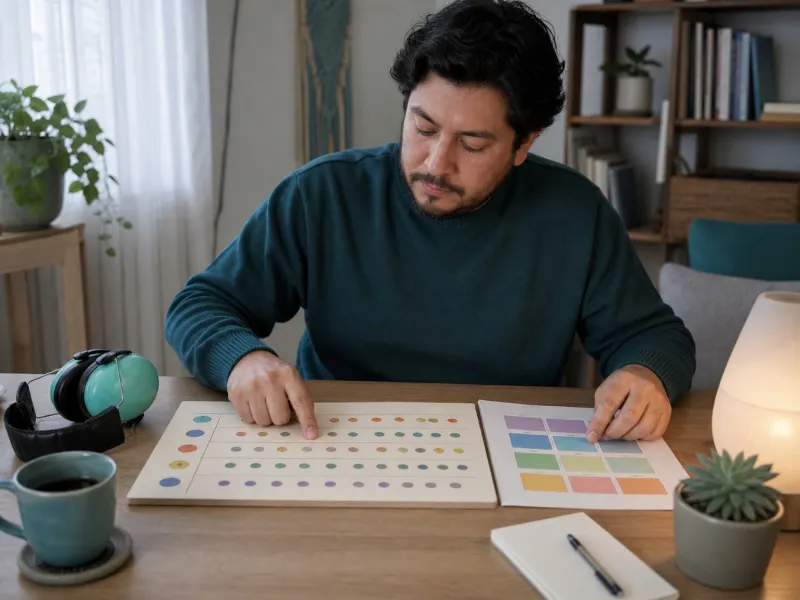Persona adulta registra patrones de energía y sensibilidad antes de decidir próximos pasos