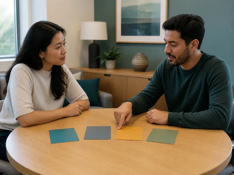 Paciente y profesional eligiendo entre cuatro decisiones para personalizar el plan