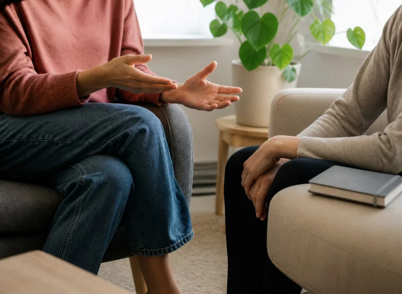 Conversación clínica confidencial centrada en apoyo y evaluación
