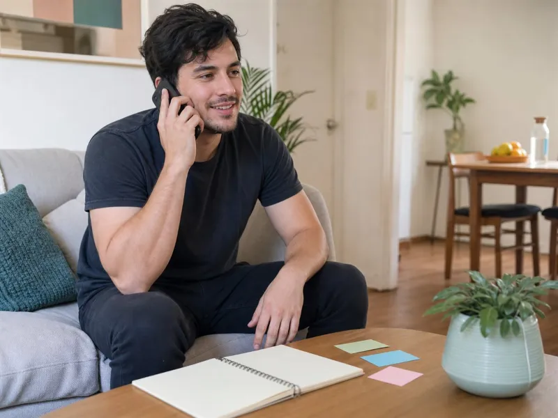 Persona adulta contactando apoyo como primer paso para pedir ayuda