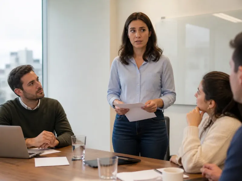 Adulta preparándose para hablar durante una reunión de trabajo