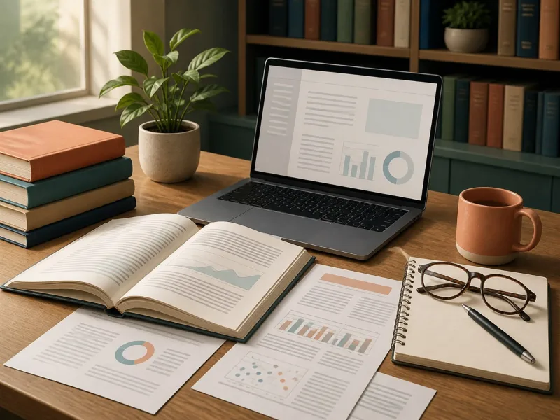 Libros, artículos y gráficos sin datos identificatorios utilizados para revisar evidencia clínica.