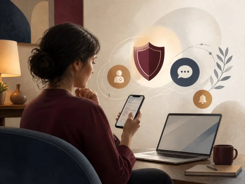 Revisión privada de cuentas, dispositivos y vías seguras de contacto sin interfaces ni marcas identificables