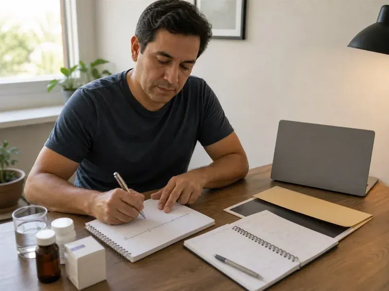 Paciente prepara una l&iacute;nea de tiempo, medicamentos, im&aacute;genes y registro de sue&ntilde;o y actividad antes de su consulta