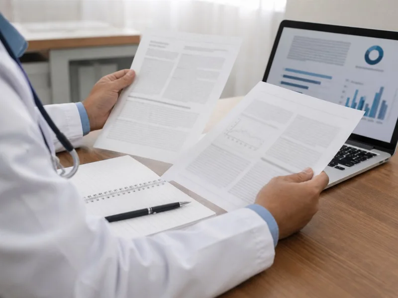 Profesional compara publicaciones y resultados antes de una decisión clínica