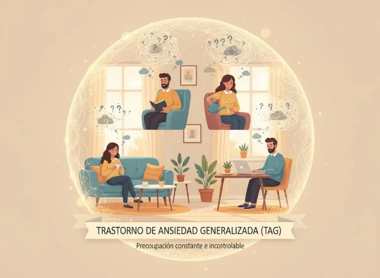 Esquema visual de preocupación excesiva e intolerancia a la incertidumbre