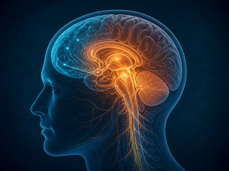 Ilustración médica conceptual del cerebro y la respuesta de estrés agudo